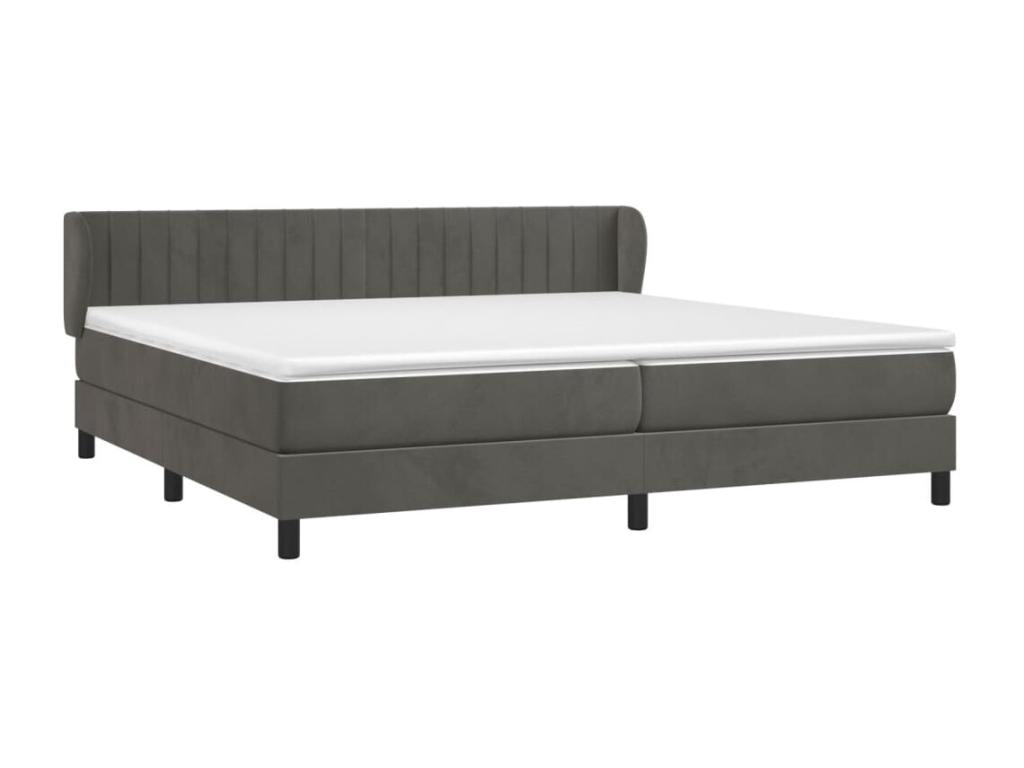 Zensova bed and mattress, Dark Grey, 200x200 cm, Velvet, JAKK88064