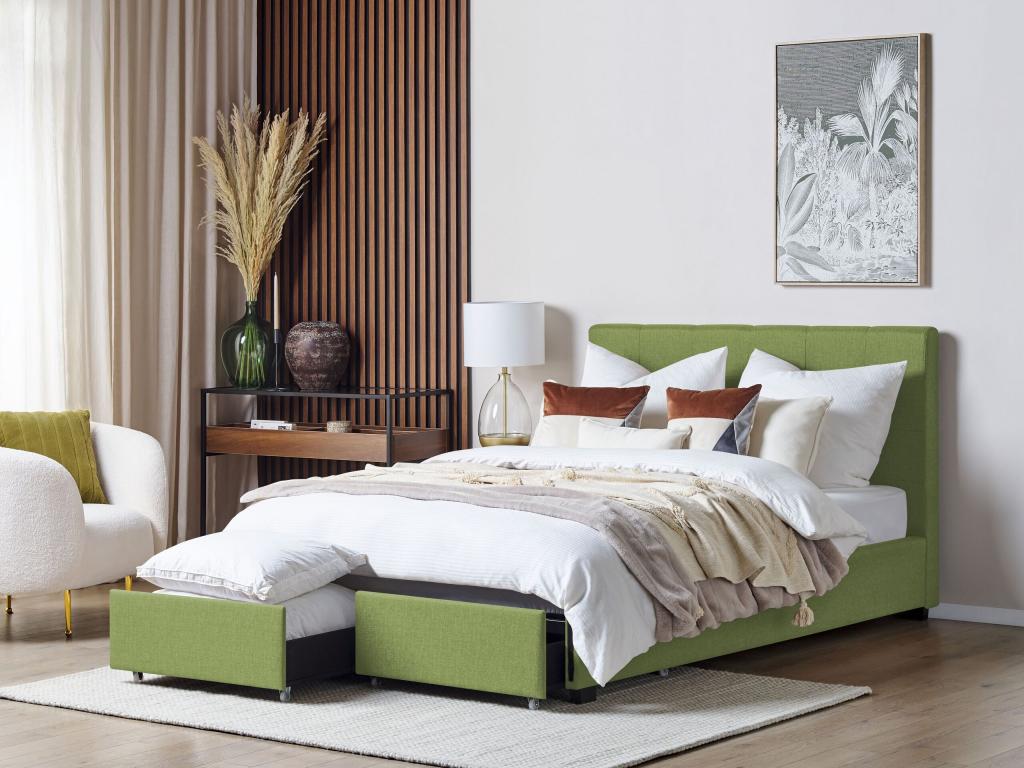 Zensova Bed with Storage Drawers 140x200 cm Green FTFW96577