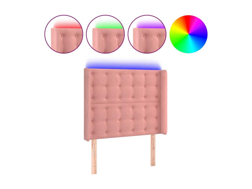 Pink LED Headboard 103x16x118/128 cm Velvet QVMT76310