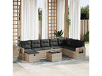 9-piece garden furniture set with light grey cushions, woven resin ROLV88700
