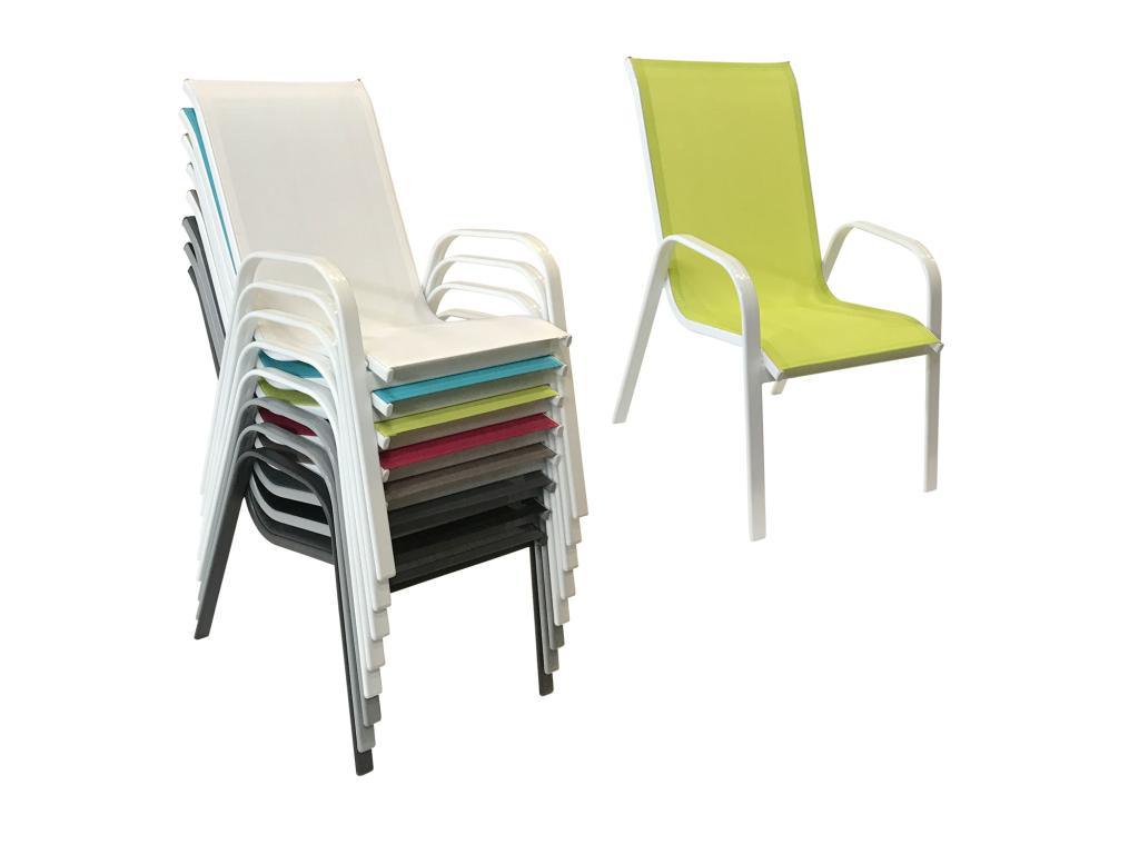 Set of 6 Lumenao chairs in green textilene and white aluminum - Lumenao HPYR02449