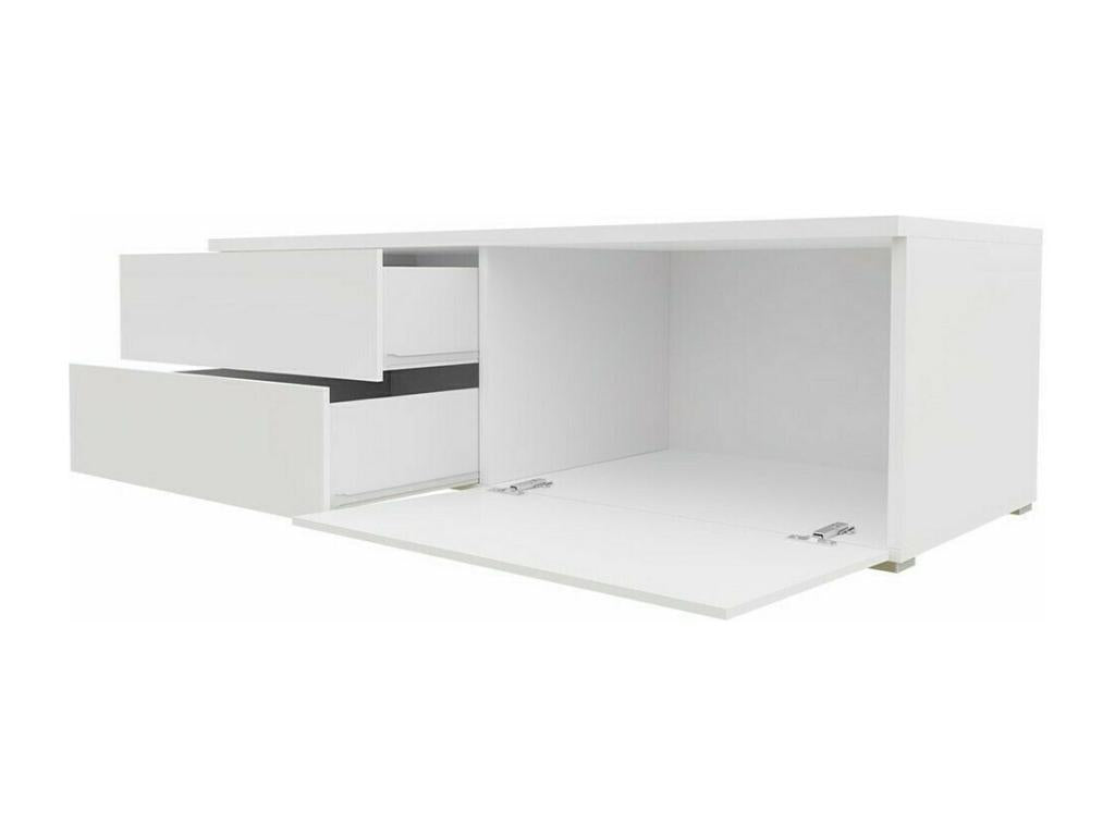 Zensova 130 TV Stand, Glossy Grey - White, 1 Door, 100x35x45cm, VQJI22153