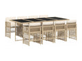 9-piece beige poly rattan garden dining set and cushions GSBF33667