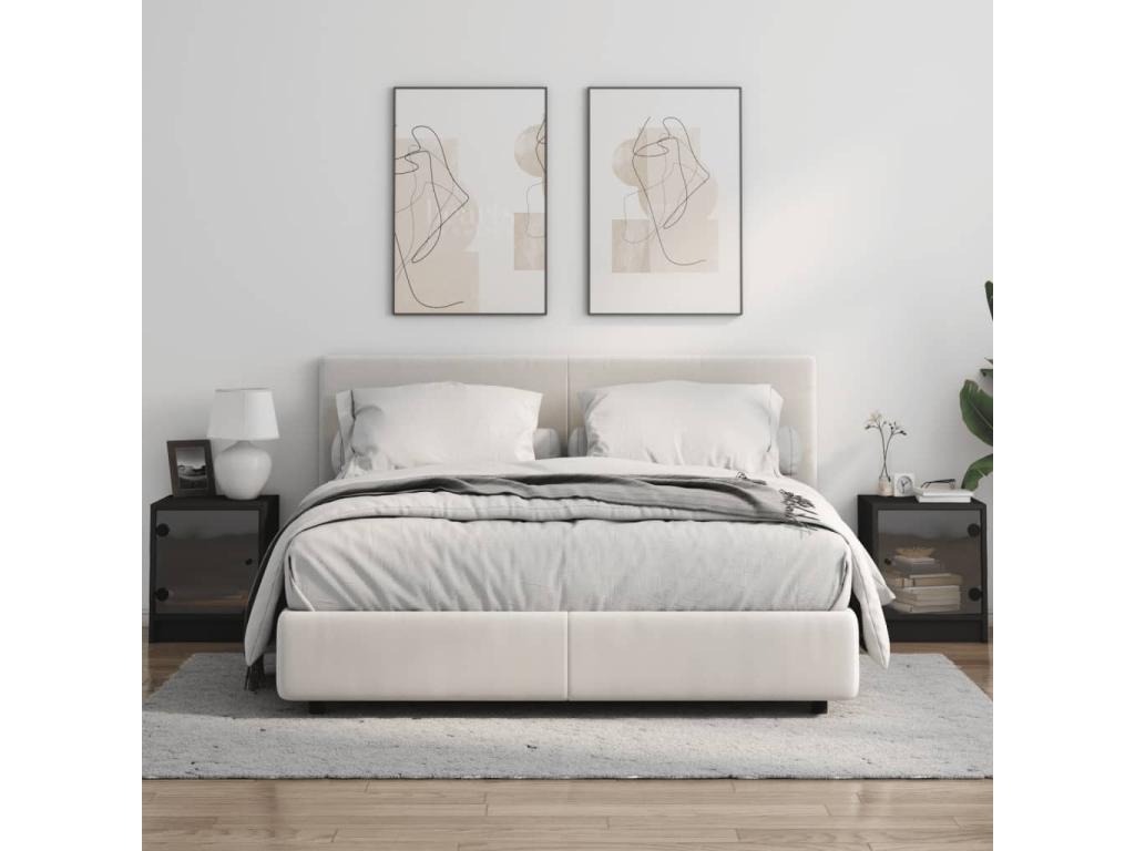 Zensova 2-Piece Bedside Tables with Glass Doors, 35x37x42 cm, BXGO95195