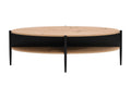 Oval coffee table with 4 niches in MDF and metal - Light natural and black - Lumenao OFMQ11862
