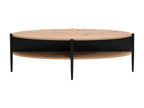 Oval coffee table with 4 niches in MDF and metal - Light natural and black - Lumenao OFMQ11862