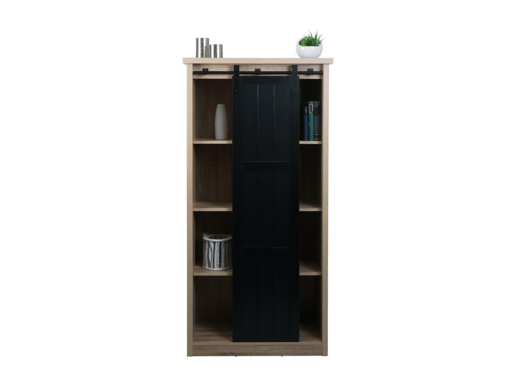 Zensova-K75 Cabinet - Highboard Chest of Drawers - Sliding Door, 8 Storage Compartments - Industrial Wood and Metal Look, 163x76x38cm QSNM60113
