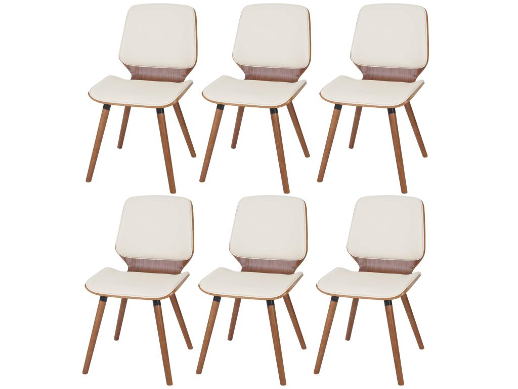 Zensova-B16 Dining Chairs, Set of 6, Cream Faux Leather, WKIC16555