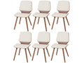 Zensova-B16 Dining Chairs, Set of 6, Cream Faux Leather, WKIC16555