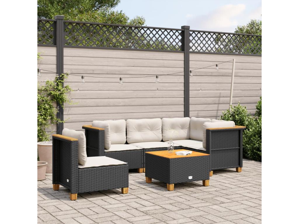 6-piece garden furniture set with cushions, Zensova woven resin PSJE21170