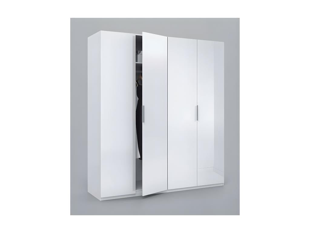 White 4-door wardrobe - Zensova - L 180 x W 52 x H 200 cm LIWR25574
