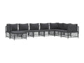 8-piece garden furniture set with cushions, anthracite steel QQUP63010