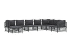 8-piece garden furniture set with cushions, anthracite steel QQUP63010