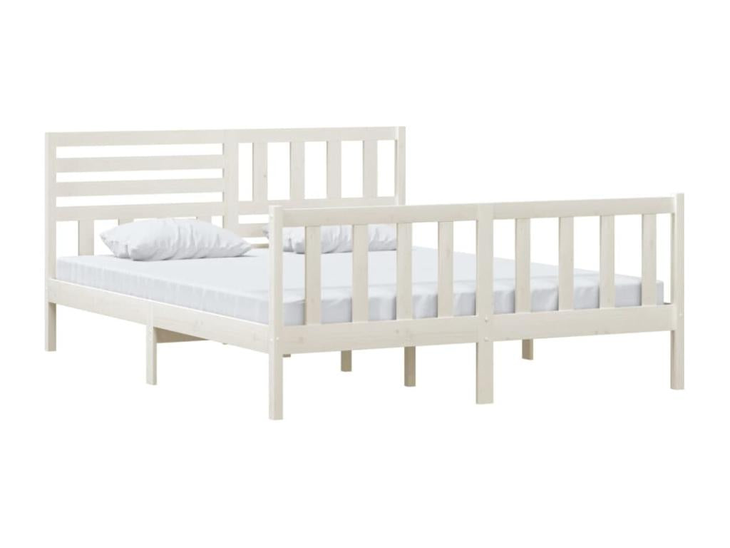 Bed frame without mattress, white solid wood, 160x200 cm IMSS13444