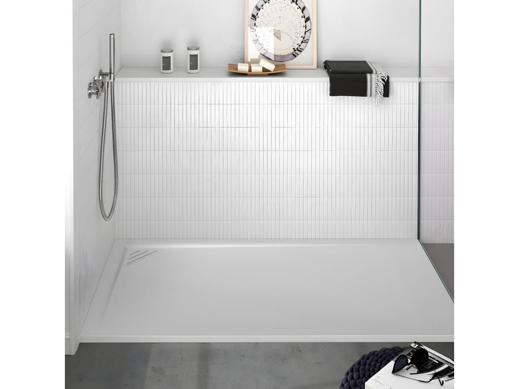 Lumenao white shower tray with smooth finish and colored grate - 180x90 cm LIRF32930