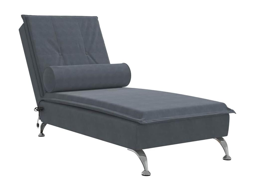 Massage chaise lounge with dark grey velvet bolster PQVG65851