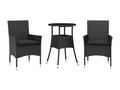 3-piece black rattan and glass garden dining set with cushions IMGD92545
