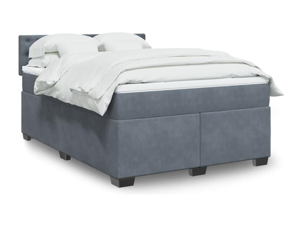 Zensova bed and mattress, dark grey, 160x200cm, velvet, NFZO80307