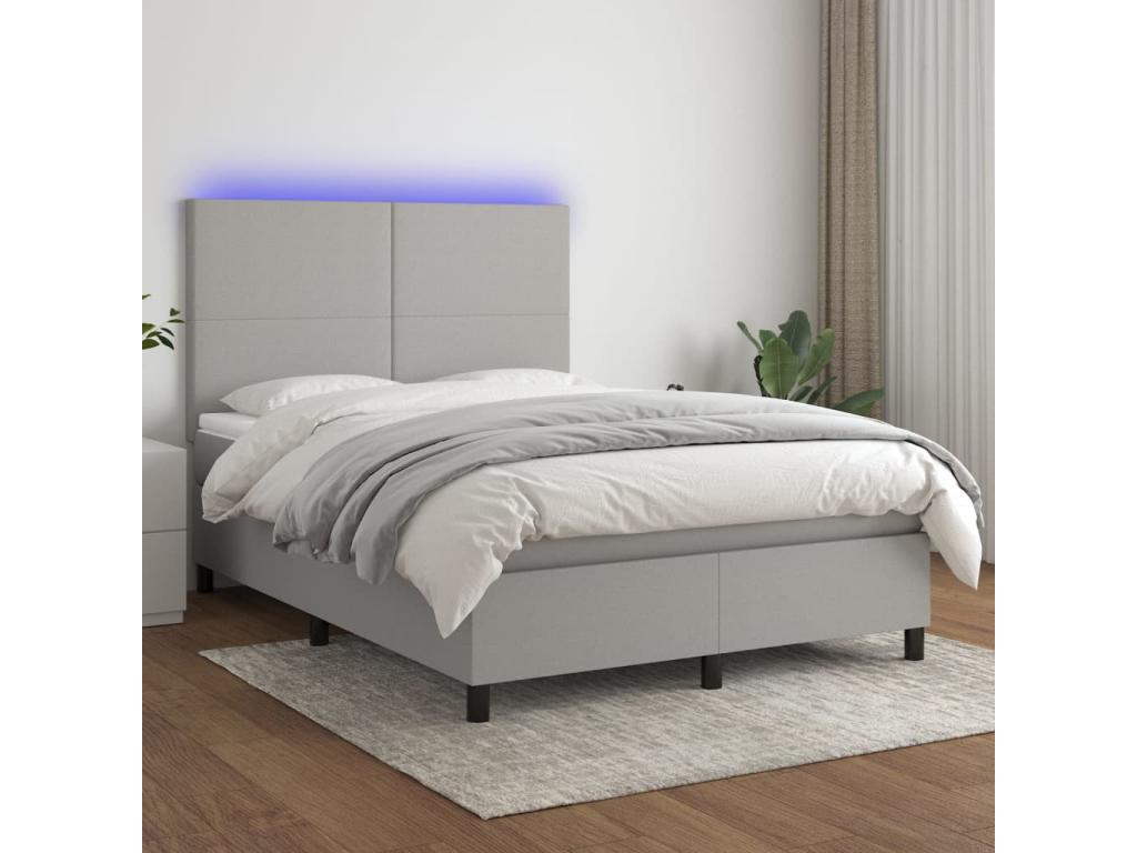 Zensova upholstery and mattress with LED lighting, light grey, 140x200 cm, Zensova MQAC22515
