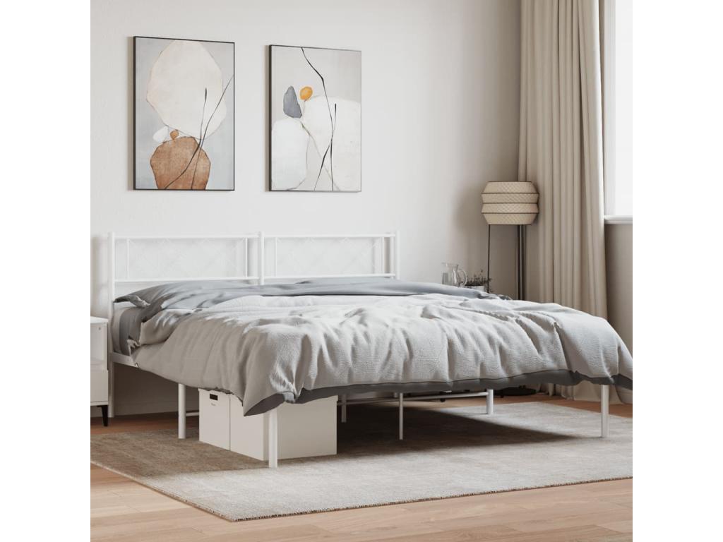Metal bed frame with white headboard 135x190 cm SVYT93159
