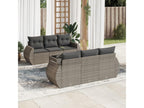 Garden furniture set with cushions, 7 pieces, grey woven resin XADC07191