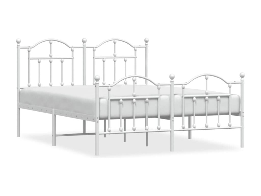 Metal bed frame with headboard and footboard, white, 140x190 cm, NRBN90875