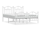 Metal bed frame with headboard and footboard, white, 140x190 cm, NRBN90875