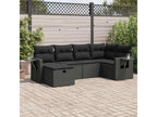 6-piece garden furniture set with cushions, black resin wicker QHQB76507