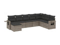8-piece garden furniture set with grey resin wicker cushions PLOI10538