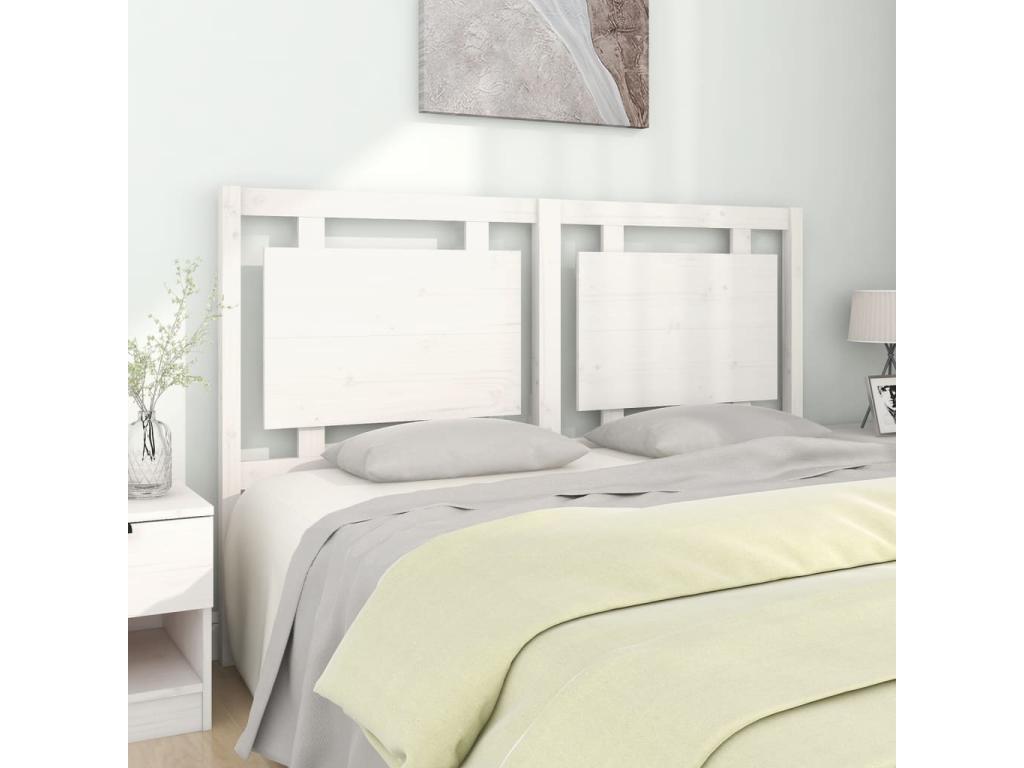 Headboard White 155.5x4x100 cm Solid pine wood SHRV49111