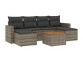 Garden furniture set with cushions, 7 pieces, grey woven resin, TYQR43591