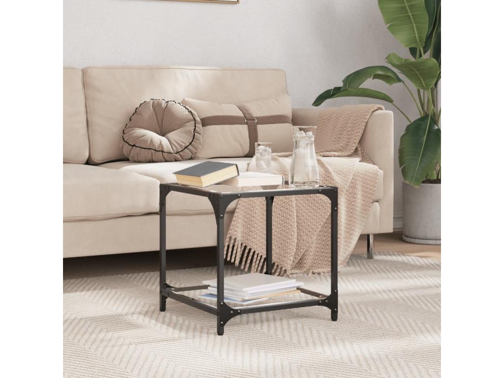 Zensova coffee table with glass top, 40x40x40 cm, steel, PTSS78479