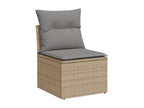 Garden furniture set with cushions, 10 pieces, beige woven resin HCMV64738
