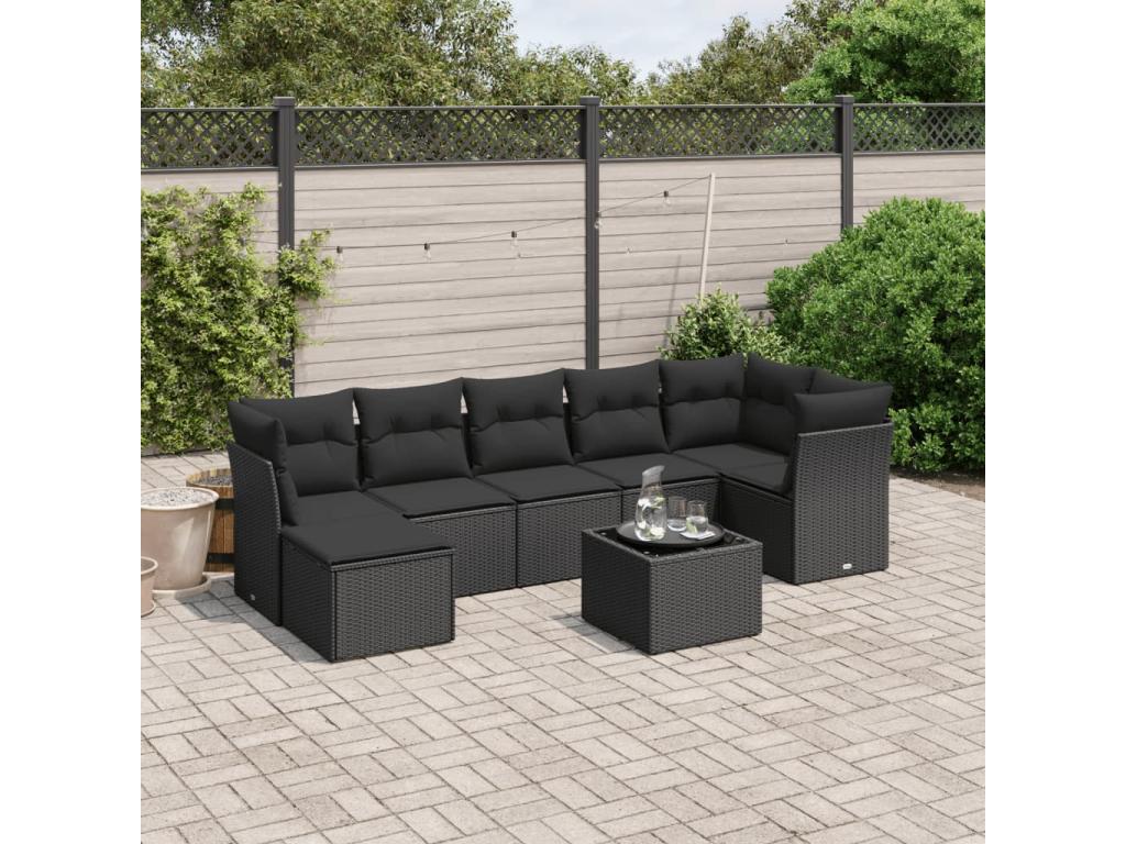 8-piece garden furniture set with cushions, Zensova wicker resin DKZZ72532