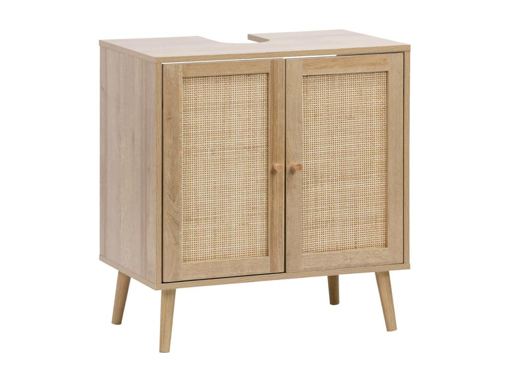 Lumenao under-sink cabinet with wood and cane finish, 65x40x70 cm, natural finish, YSSC52600
