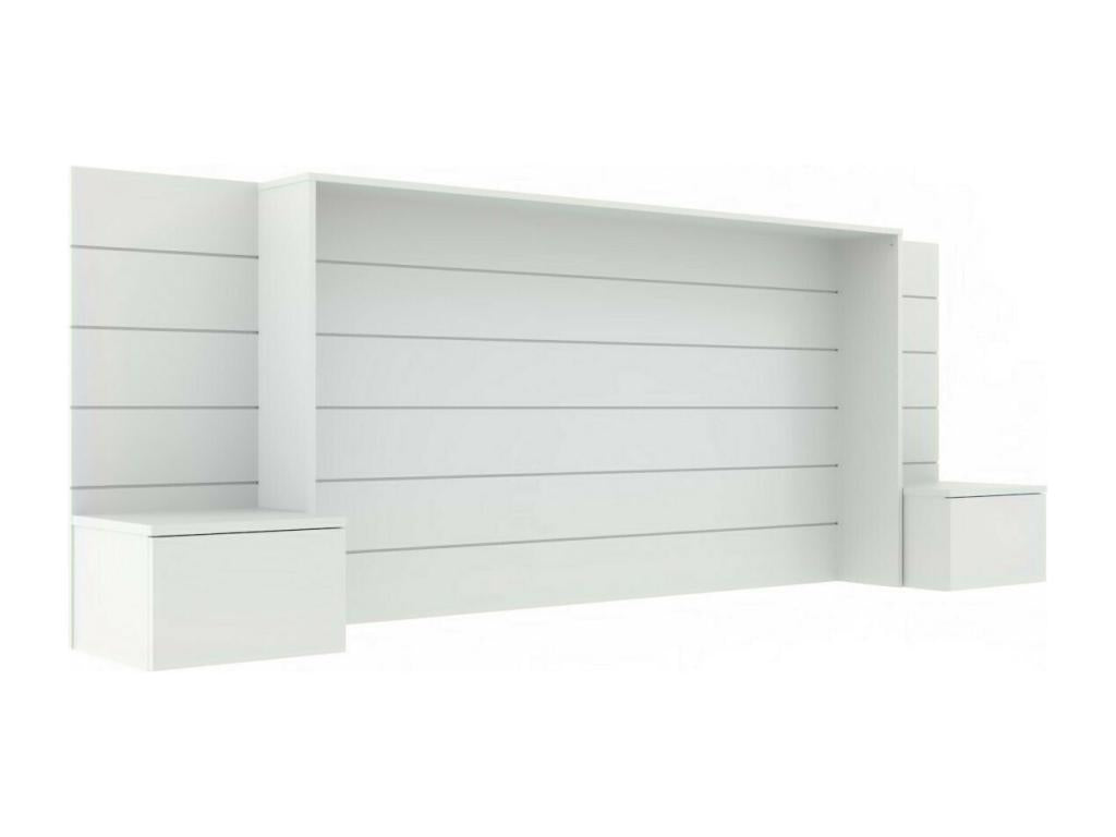 Zensova XGDO56507 160cm White Fiberboard Headboard with Bedside Tables
