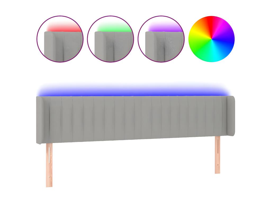 Light Grey LED Headboard 203x16x78/88 cm Fabric CYRR84083