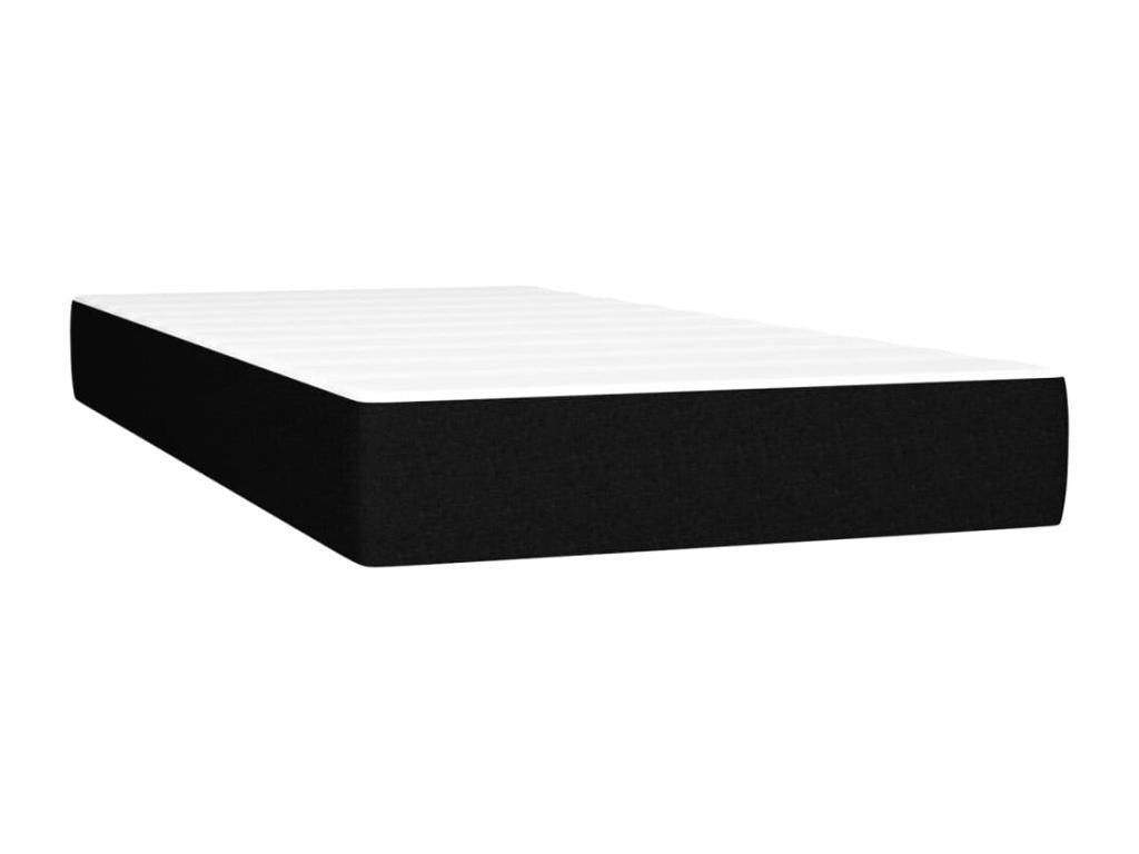 Upholstered bed base with mattress, black, 90x200 cm, fabric QUHN85524