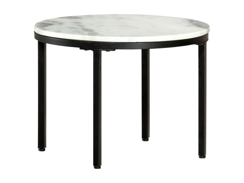 Coffee table, white and black, 50 cm, solid genuine marble, IJOK95294