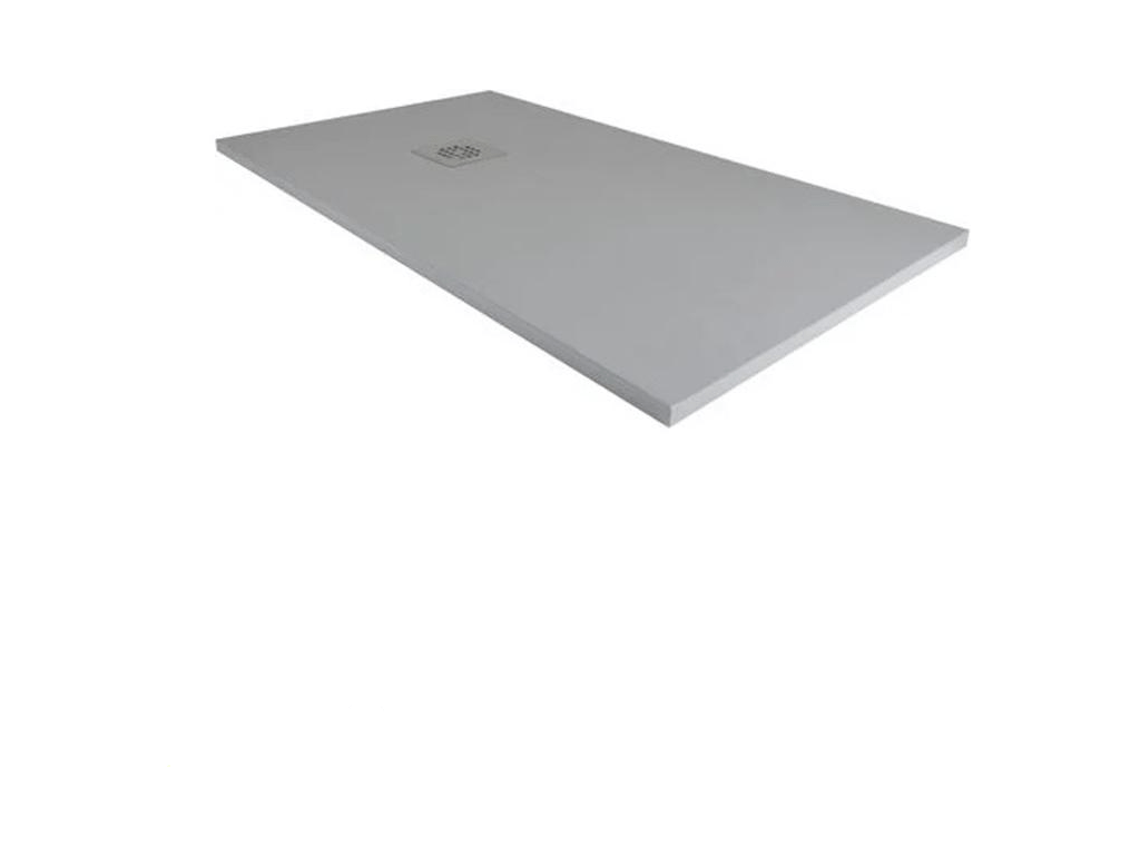 80x125 cm Lumenao Extra Thin Dark Grey RAL 7005 Shower Tray in Synthetic Resin and Marble Powder with Free Drain LZZR27672