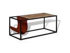 Coffee table with magazine rack, genuine leather, 110x50x45 cm, UFEH90802
