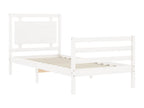 White bed frame and headboard 100x200 cm solid wood PQGP22415