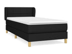 Upholstered bed base with mattress, black, 90x200 cm, fabric QUHN85524