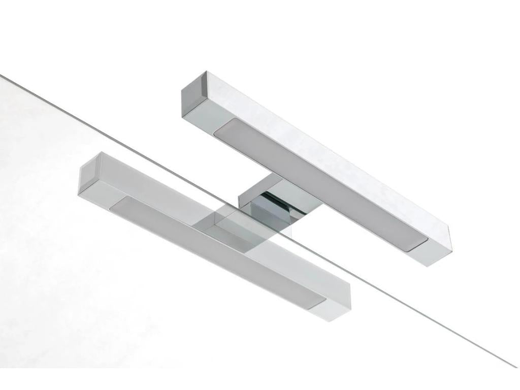 Lumenao bathroom vanity unit with 2 drawers, white stone effect, and LED mirror, 80cm wide, PMYL72577