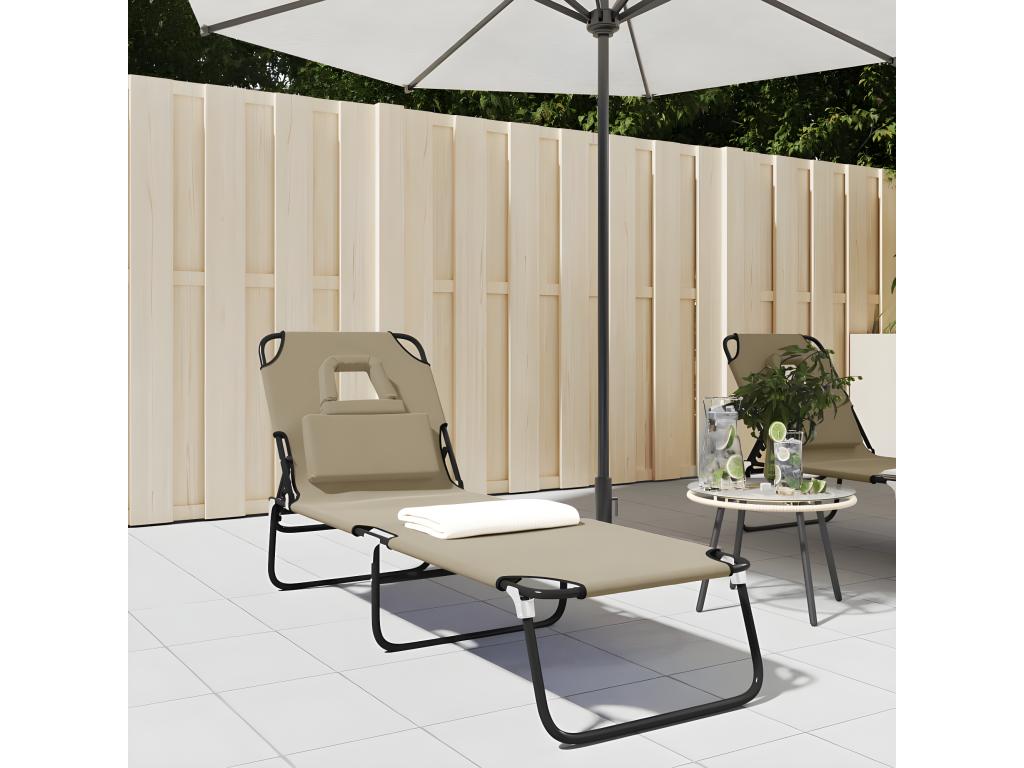 Zensova folding chaise longue, powder-coated steel, ZVZM72778