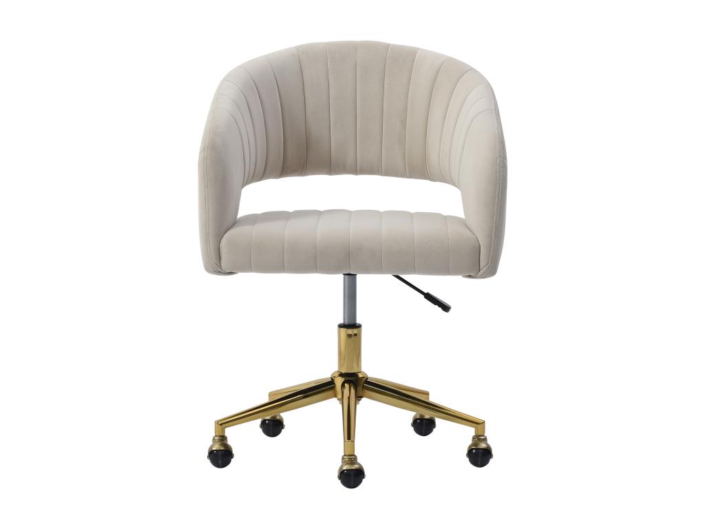 Velvet office chair - Beige and gold - Adjustable height - Zensova CWBX07251