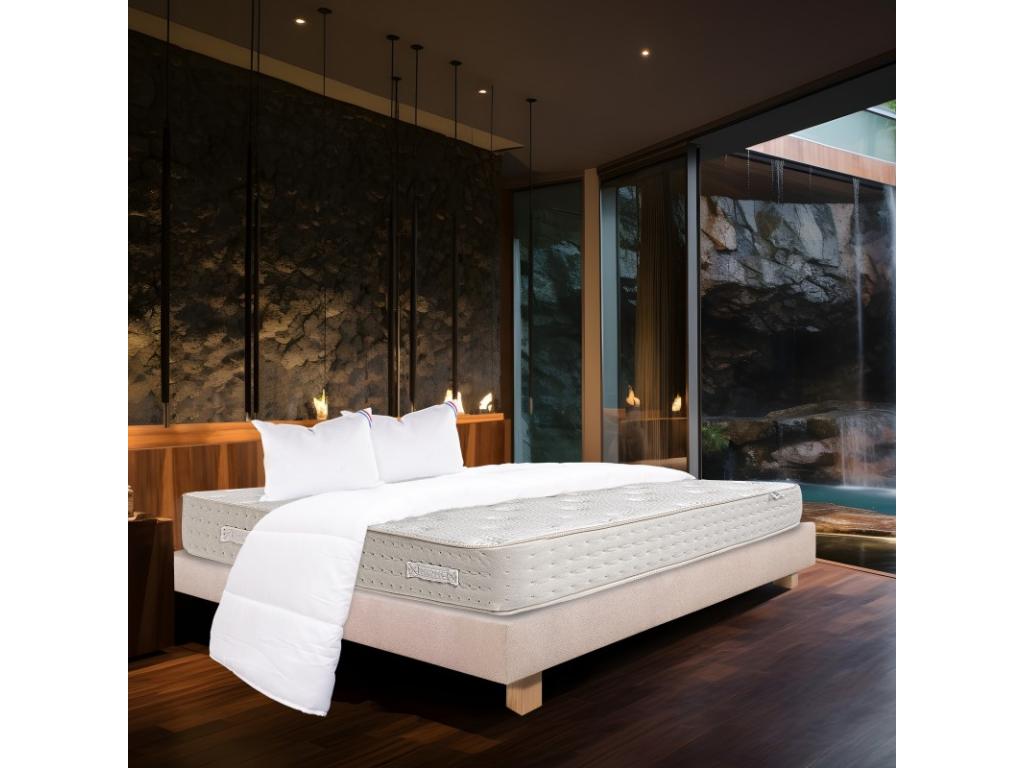 Lumenao Mattress Set 26cm high-density foam firm summer/winter side beige slatted base 20cm thick pillow duvet 160x200cm XBVO43284