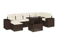 8-piece garden furniture set with brown resin wicker cushions ZXQD76985
