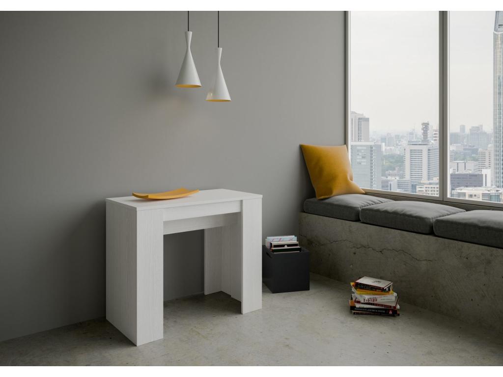 Extendable console table 90x48/204 cm Basic Small White Ash PITX67547