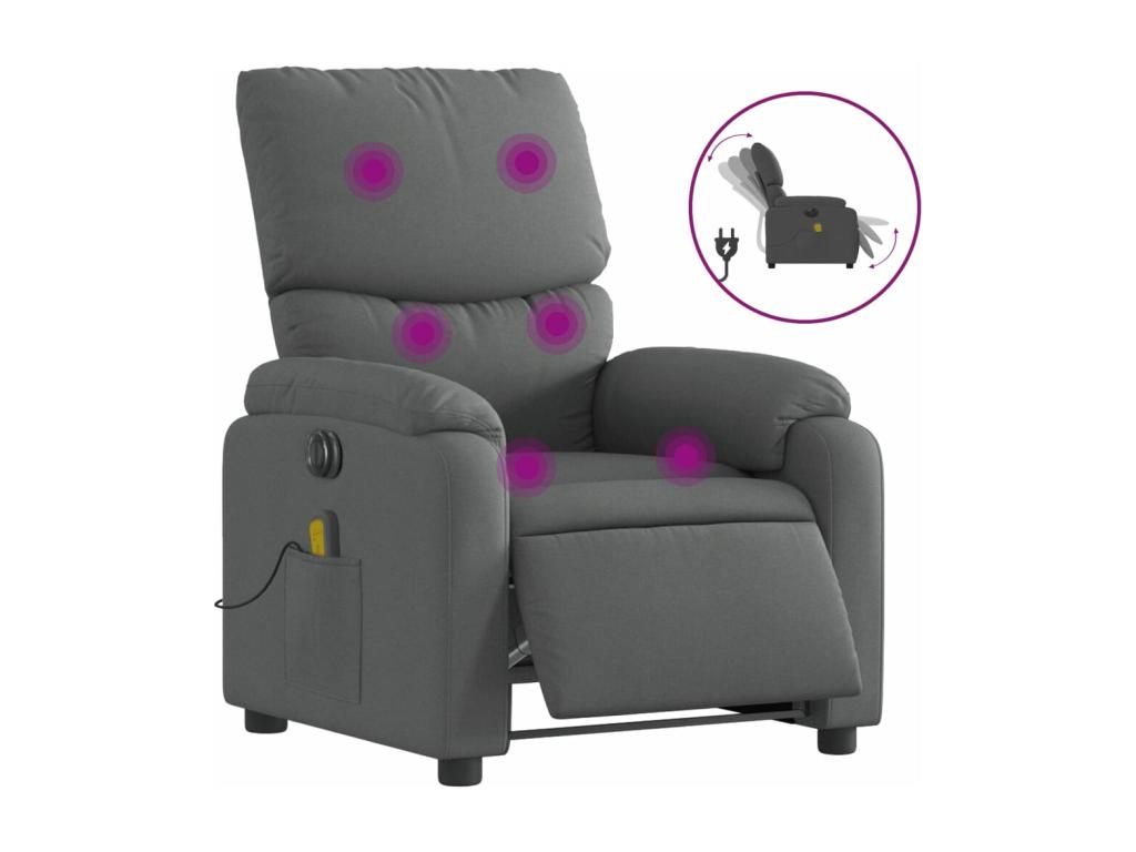 Dark grey fabric electric massage recliner PXVP56567